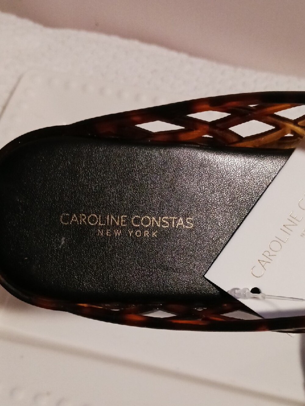 Gorgeous! Caroline Constas ⚜️Brown Tortoiseshell Weave Jelly Slide Mules  10 - Picture 2 of 9